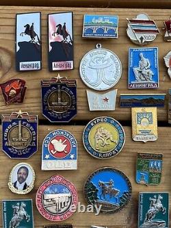 Lot Of 38 USSR Soviet Union Russian Pins Political Military Vintage Russia