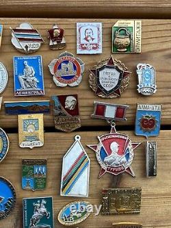 Lot Of 38 USSR Soviet Union Russian Pins Political Military Vintage Russia