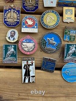 Lot Of 38 USSR Soviet Union Russian Pins Political Military Vintage Russia