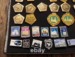 Lot of 41 Soviet Union Era Space Program Pins & Other Assorted Russian Pins