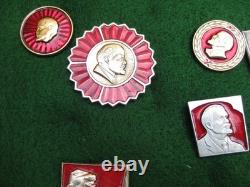 Lot of 80 Plus Vintage Russian USSR Lenin Soviet Pins With Display Case