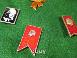 Lot of 80 Plus Vintage Russian USSR Lenin Soviet Pins With Display Case