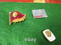 Lot of 80 Plus Vintage Russian USSR Lenin Soviet Pins With Display Case