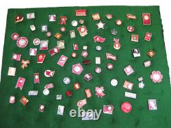 Lot of 80 Plus Vintage Russian USSR Lenin Soviet Pins With Display Case