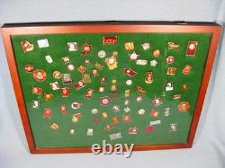 Lot of 80 Plus Vintage Russian USSR Lenin Soviet Pins With Display Case