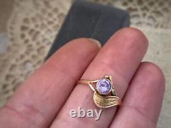 Lovely Vintage Rare USSR Russian Soviet Rose Gold Ring Amethyst 583 14K Size 6.5