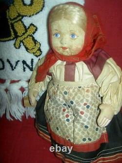 Lovely vintage, Russian cloth label Soviet Union stockinette 10 doll, all orig