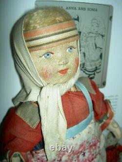 Lovely vintage, Russian cloth label Soviet Union stockinette 10 doll, all orig