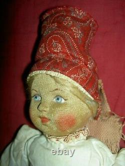 Lovely vintage, Russian cloth label Soviet Union stockinette 10 doll, all orig