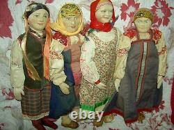 Lovely vintage, Russian cloth label Soviet Union stockinette 10 doll, all orig