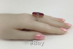 Luxury Vintage Marquise USSR Russian Soviet Solid Gold Ring Ruby 583 14K Size 9