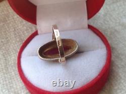 Luxury Vintage Soviet RUSSIAN Ring Gilt Sterling Silver 875 Size 8 Antique USSR