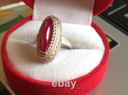 Luxury Vintage Soviet RUSSIAN Ring Gilt Sterling Silver 875 Size 8 Antique USSR