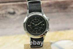 MINT Black VTG USSR Poljot Signal Mechanical ALARM Soviet Era Watch BZZZ Cricket