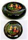 Mstera Soviet Ussr 1970s Russian Hp Lacquer Box Powder Puff Artist Signed+paper
