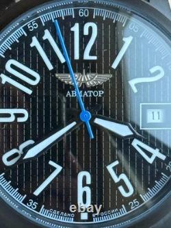 Mechanical Watch Vintage Soviet Aviator USSR Russian Military Pilot Date Raketa
