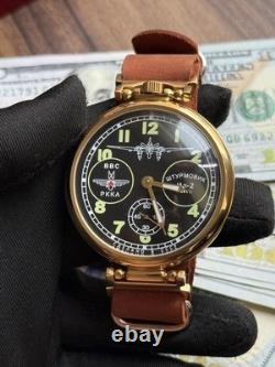 Molniya Watch Mechanical Russian USSR Molnija Men Soviet Aviation Vintage Strap
