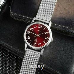 NEW! Pobeda Watch Mechanical Russian Men's Rare USSR Soviet Wrist vintage Red
