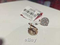 NEW Russian Solid Rose Gold Earrings 14K 3.03g fine jewelry diamonds USSR Russia