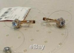 NEW Russian Solid Rose Gold Earrings 14K 3.72g fine jewelry diamonds USSR Russia