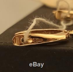 NEW Russian fine jewelry Earrings USSR style Solid Rose Gold 14K 585 3.32g agate