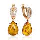 New Russian Fine Jewelry Earrings Ussr Style Solid Rose Gold 14k 585 3.75g Amber