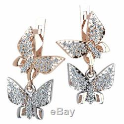 NEW SET Earrings Rose Gold 14K Russian USSR Soviet fine jewelry 5.5g butterfly