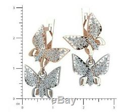 NEW SET Earrings Rose Gold 14K Russian USSR Soviet fine jewelry 5.5g butterfly