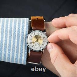 NEW! Watch Sputnik Pobeda Mechanical USSR Soviet Wrist Russian Men's Leather