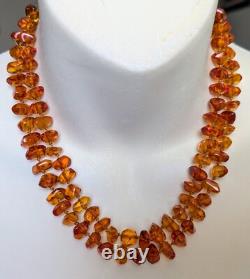 NOS NWOT Russian Soviet USSR Baltic Honey Amber Opera Length Beaded Necklace