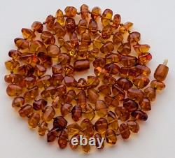 NOS NWOT Russian Soviet USSR Baltic Honey Amber Opera Length Beaded Necklace