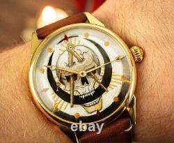 New! Molniya Masonic Watch Mechancial Wrist Soviet Russian Rare USSR Dial Skull