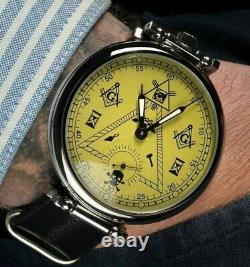 New! Molniya Masonic Watch Russian Mechanical Soviet USSR Rare Wrist Men's Retro