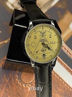 New! Pobeda Masonic Watch Mechanical Russian Men's Soviet USSR Rare Wrist