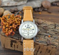 New Pobeda Masonic Watch Mechanical Wrist Russian Soviet USSR Style Rare Men's