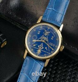 New Pobeda Masonic Watch Wrist Men's Mechanical Russian Soviet USSR Style Rare