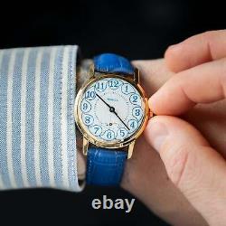 New! Pobeda Watch Blue Zim Mechanical Soviet Russian USSR Wrist Men's Rare Dial