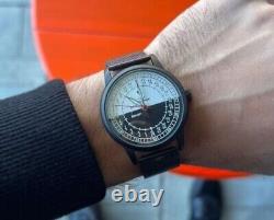 New! Raketa Watch 24h Automatic Polar Russian Men's Soviet USSR Rare Wrist Blak