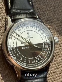 New! Raketa Watch 24h Mechanical Sputnik Russian Day Night Mens Soviet Rare USSR