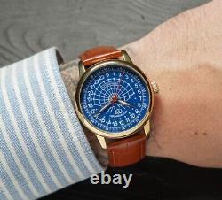 New! Raketa Watch 24h Polar Mechanical Russian Men's Soviet USSR Rare Blue Dial
