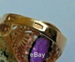 New Vintage Ring Amethyst USSR Pink Rose Gold 583 14K Star Russian Soviet 6,4g