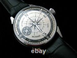 New! Watch Molniya Mechanical Compass Russian Men's Soviet USSR Dial Wrist 3602