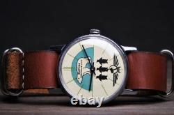 New! Watch Pobeda Buran Mechanical Soviet USSR Wrist Russian Men's Bear Leather