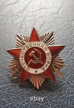 ORIGINAL WW2 SOVIET USSR Russian BADGE 2 class Order Patriotic War #703168