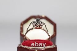 Old Original Soviet Russian 14k Gold Natural Diamond Decorated Pretty Ring