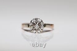 Old Original Soviet Russian 14k Gold Natural Diamond Decorated Pretty Ring