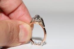 Old Original Soviet Russian 14k Gold Natural Diamond Decorated Pretty Ring