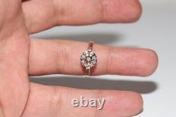 Old Original Soviet Russian 14k Gold Natural Diamond Decorated Pretty Ring