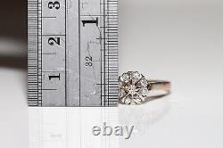 Old Original Soviet Russian 14k Gold Natural Diamond Decorated Pretty Ring