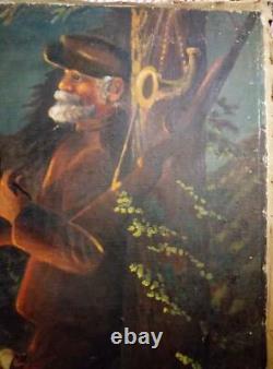 Original Soviet Russian Big Oil painting Realism Lenin on a hoot 1960s USSR